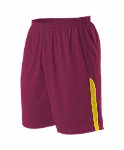 Alleson Athletic A205BA Adult NBA Blank Game Short - Wine Gold - HIT a Double - 1