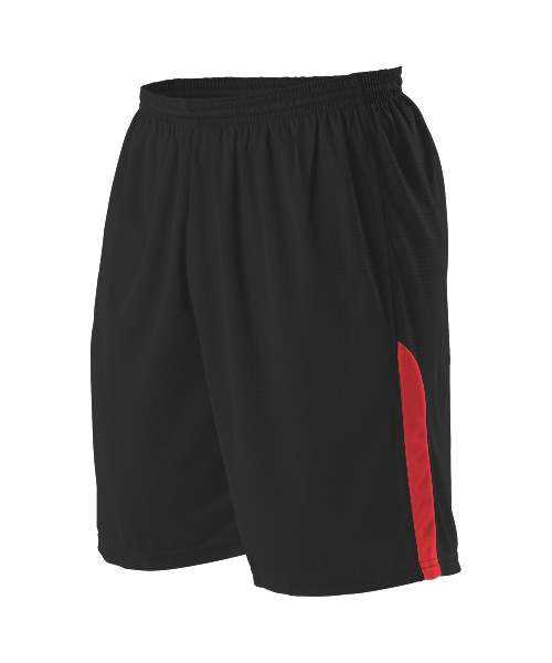 Alleson Athletic A205BY Youth NBA Blank Game Short - Black Scarlet - HIT a Double - 1