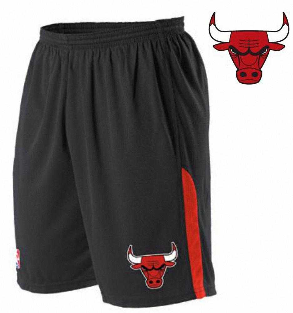 Adidas NBA Chicago Bulls Basketball Shorts Black Red Stripes 