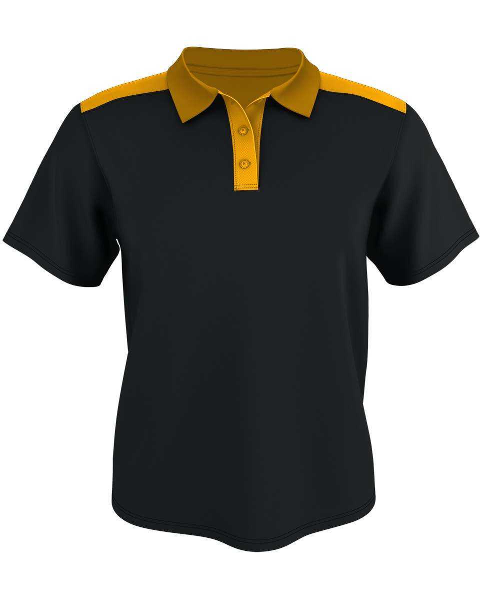 Alleson Athletic GPL6 Adult Color Block Gameday Basic Polo - Black Gold - HIT a Double - 1