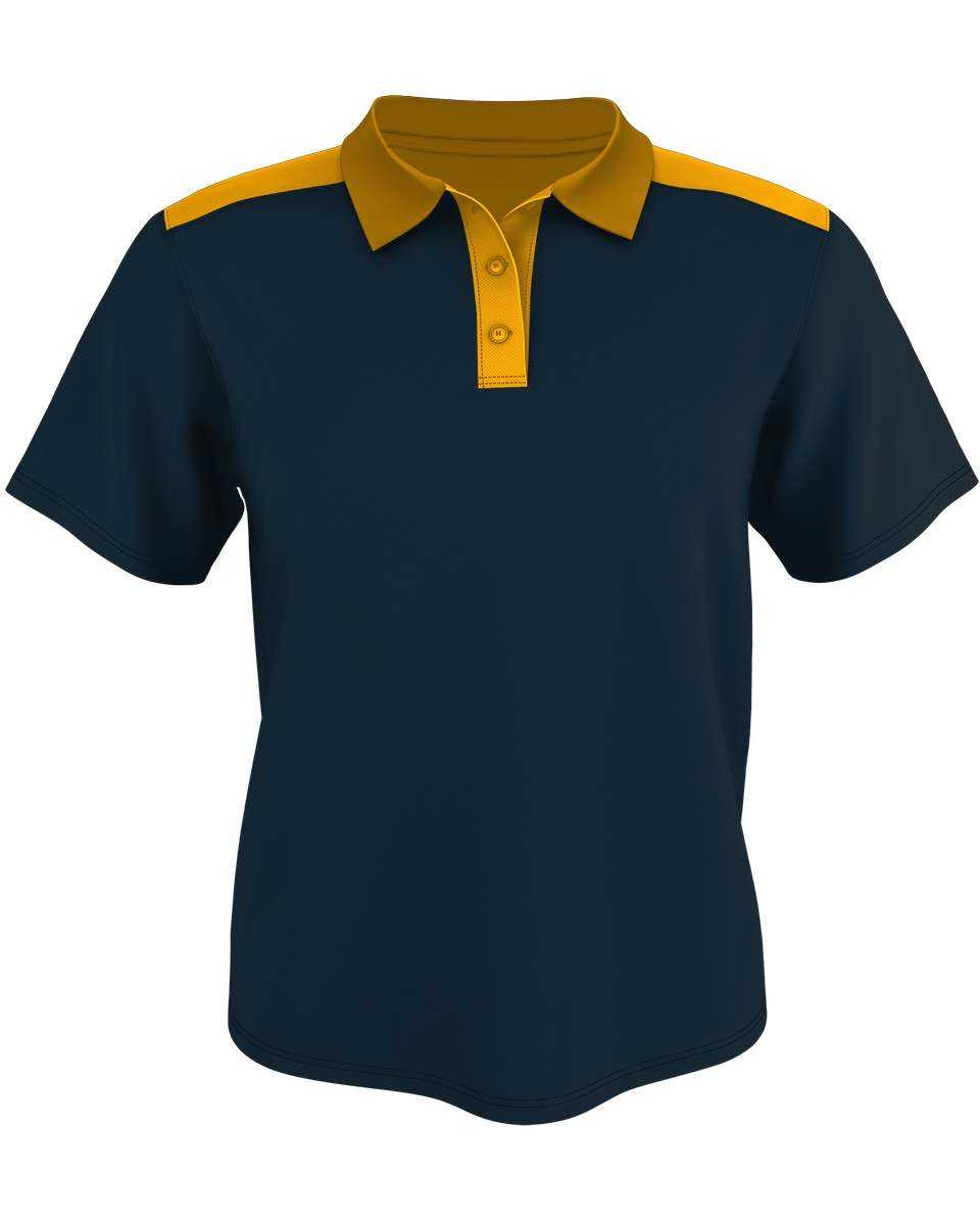 Alleson Athletic GPL6 Adult Color Block Gameday Basic Polo - Navy Gold - HIT a Double - 1