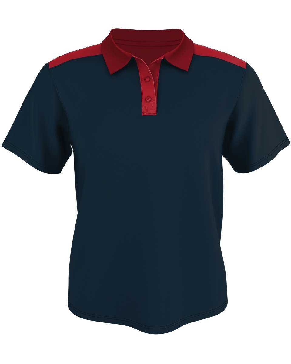 Alleson Athletic GPL6 Adult Color Block Gameday Basic Polo - Navy Red - HIT a Double - 1