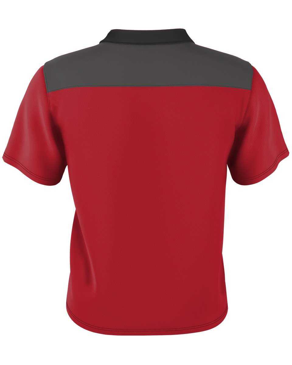 Alleson Athletic GPL6 Adult Color Block Gameday Basic Polo - Red Charcoal Solid - HIT a Double - 3
