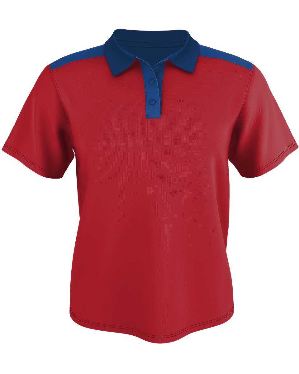 Alleson Athletic GPL6 Adult Color Block Gameday Basic Polo - Red Royal - HIT a Double - 1