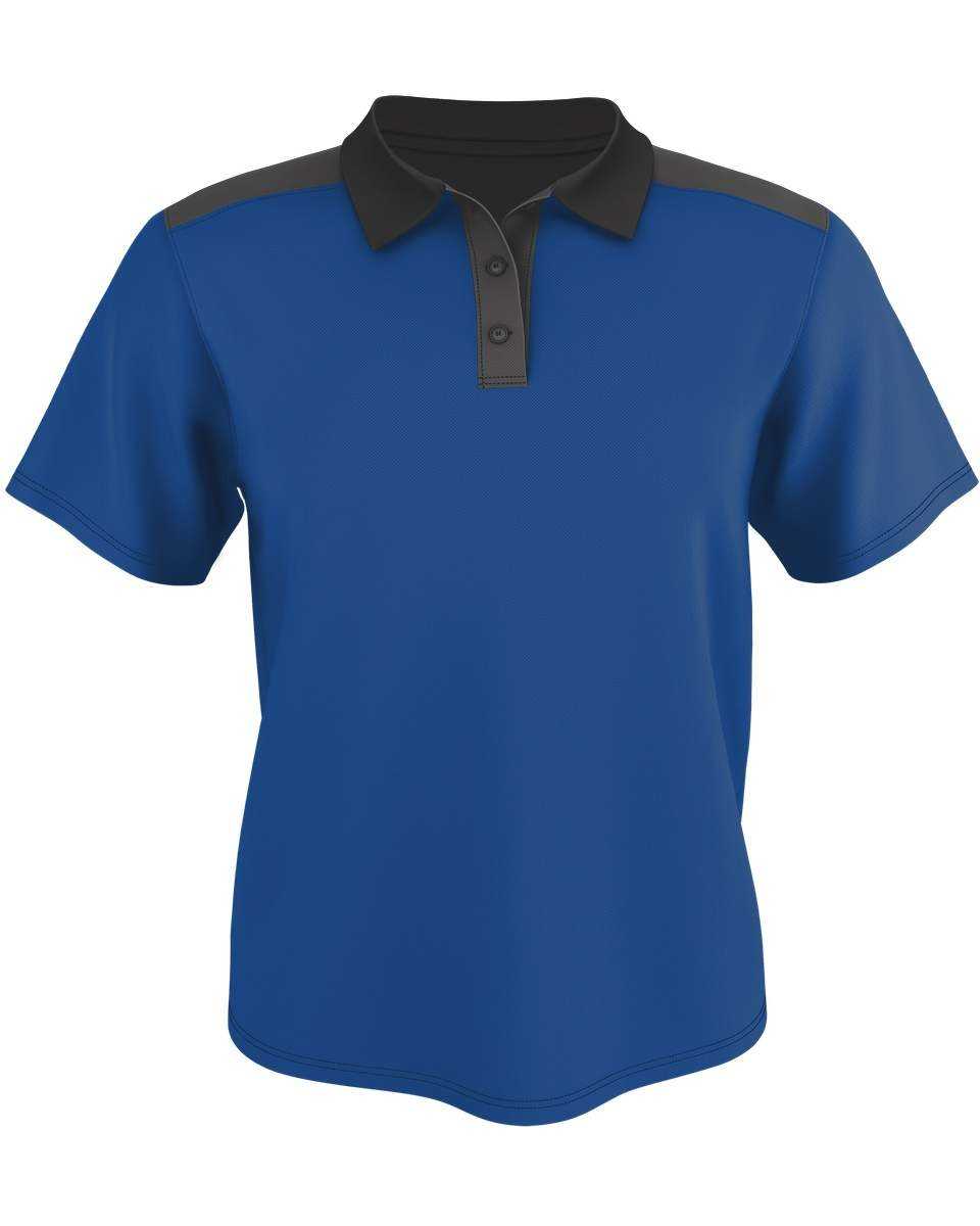 Alleson Athletic GPL6 Adult Color Block Gameday Basic Polo - Royal Charcoal Solid - HIT a Double - 1