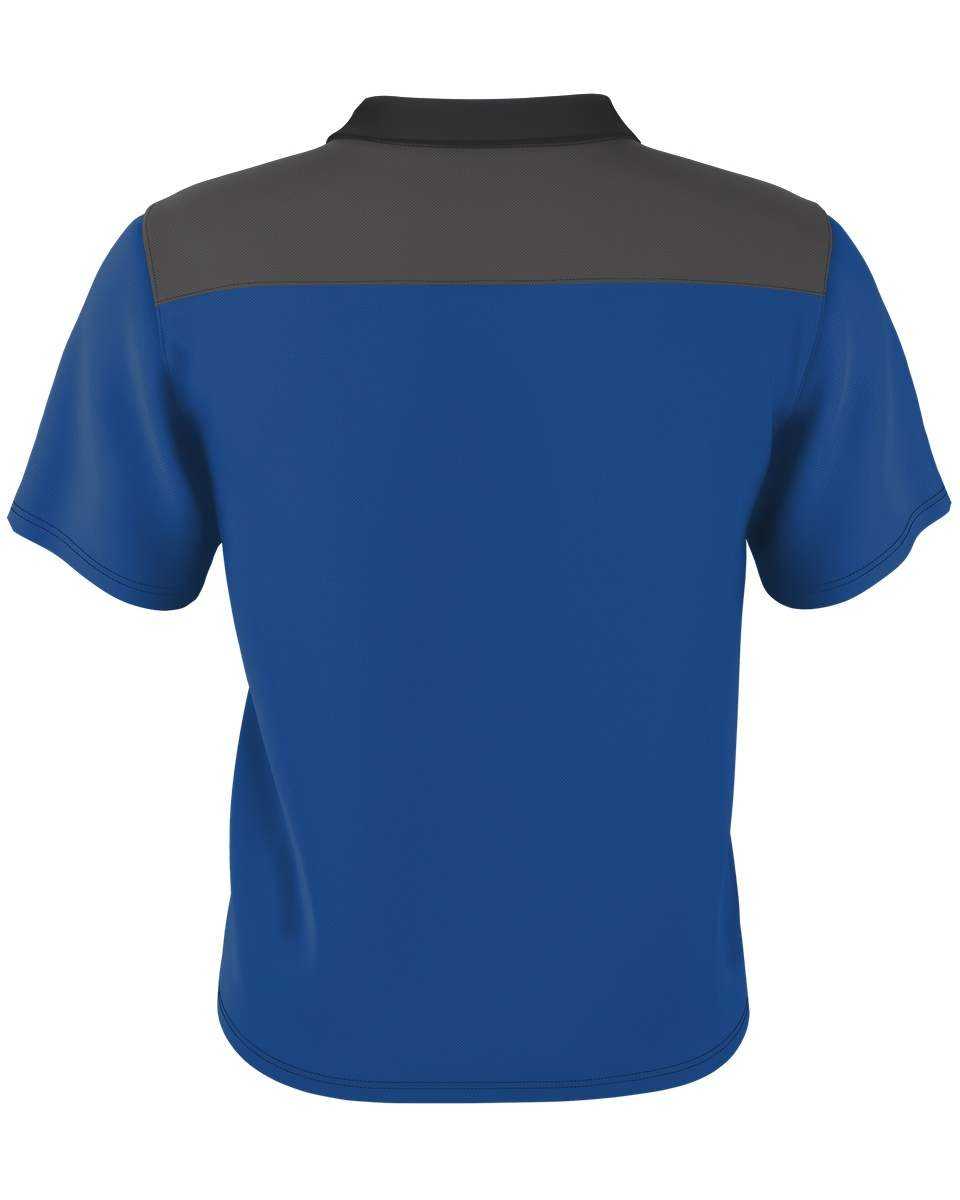 Alleson Athletic GPL6 Adult Color Block Gameday Basic Polo - Royal Charcoal Solid - HIT a Double - 3
