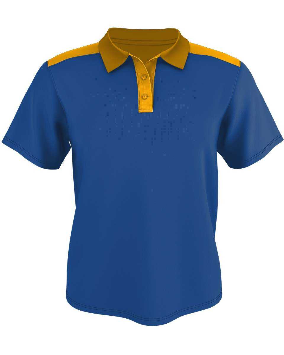 Alleson Athletic GPL6 Adult Color Block Gameday Basic Polo - Royal Gold - HIT a Double - 1