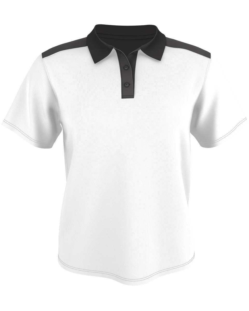 Alleson Athletic GPL6 Adult Color Block Gameday Basic Polo - White Charcoal Solid - HIT a Double - 1
