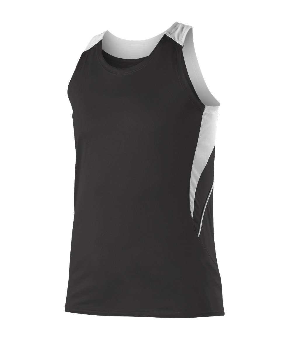 Alleson Athletic R1LFJW Women&#39;s Loose Fit Track Tank - Black White - HIT a Double - 1