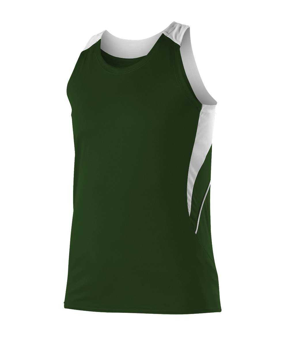 Alleson Athletic R1LFJW Women&#39;s Loose Fit Track Tank - Forest White - HIT a Double - 1