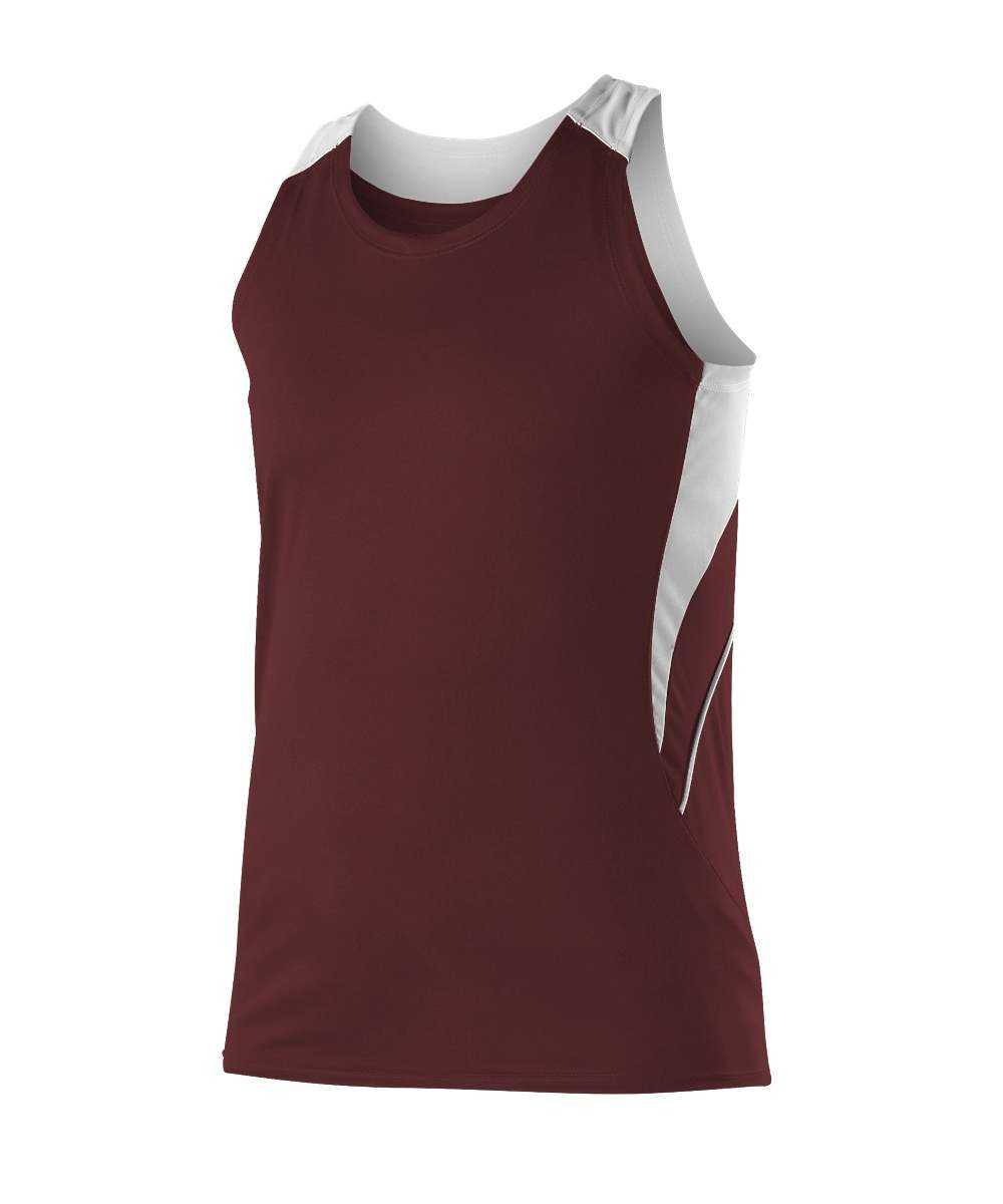 Alleson Athletic R1LFJW Women's Loose Fit Track Tank - Maroon White - HIT a Double - 1