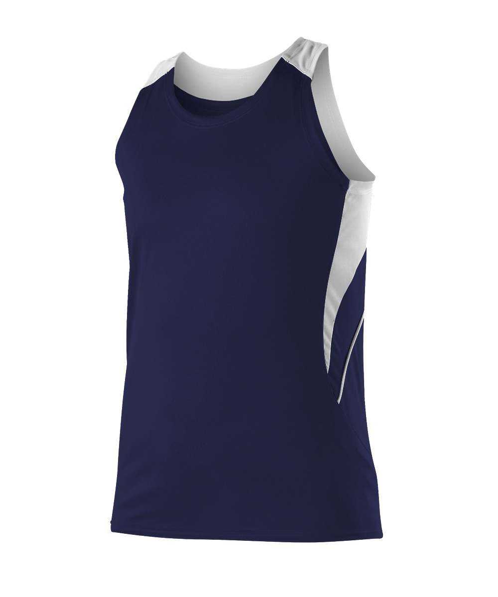 Alleson Athletic R1LFJW Women&#39;s Loose Fit Track Tank - Navy White - HIT a Double - 1