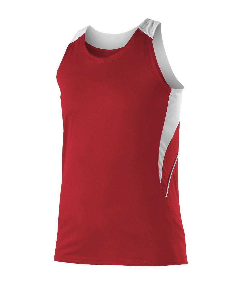 Alleson Athletic R1LFJW Women&#39;s Loose Fit Track Tank - Scarlet White - HIT a Double - 1