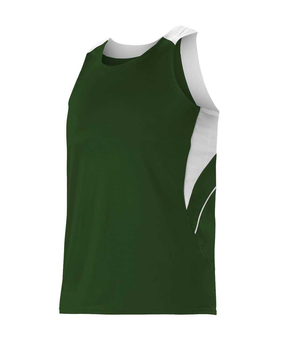 Alleson Athletic R1LFJ Men&#39;s Loose Fit Track Tank - Forest White - HIT a Double - 1