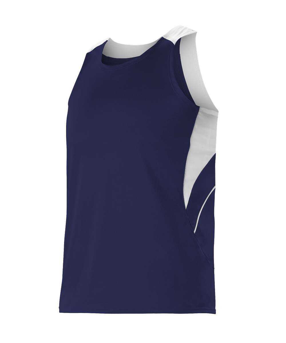 Alleson Athletic R1LFJ Men&#39;s Loose Fit Track Tank - Navy White - HIT a Double - 1