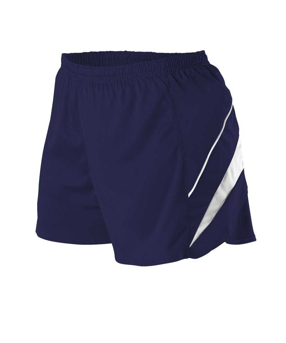 Alleson Athletic R1LFPW Women&#39;s Loose Fit Track Short - Navy White - HIT a Double - 1