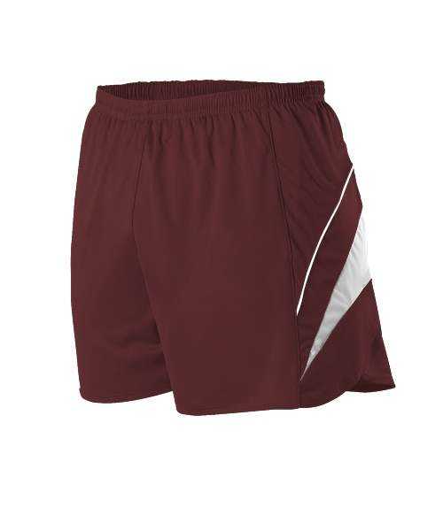 Alleson Athletic R1LFP Men's Loose Fit Track Short - Maroon White - HIT a Double - 1