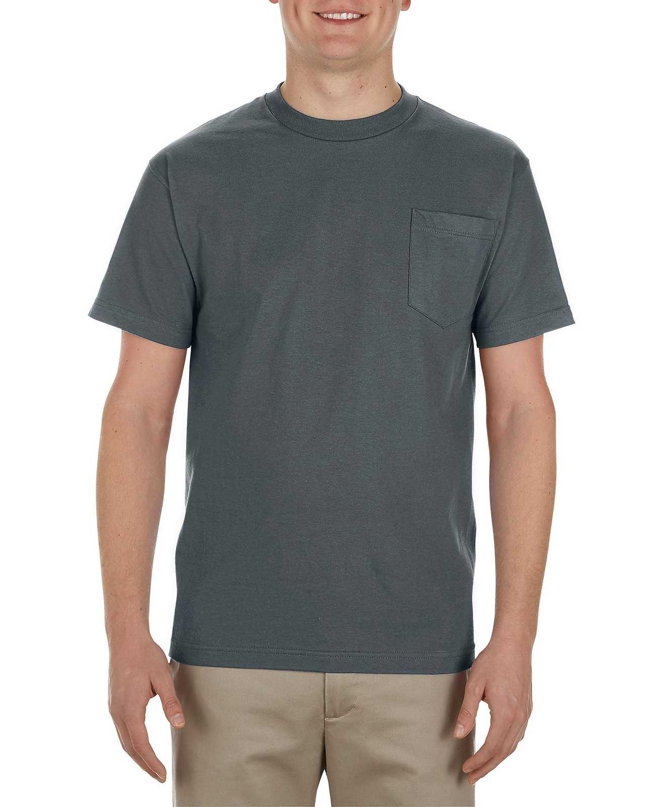Alstyle 1305 Classic Adult Pocket Tee - Charcoal - HIT a Double