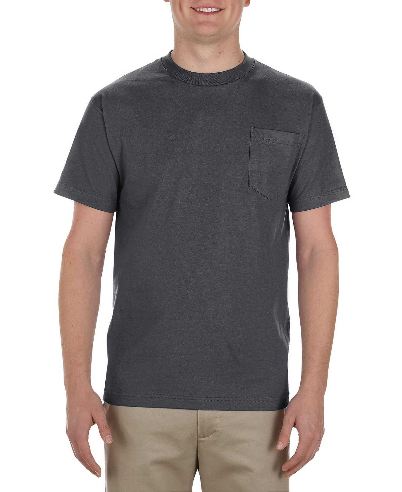 Alstyle 1905 Heavyweight Adult Pocket Tee - Charcoal Heather - HIT a Double
