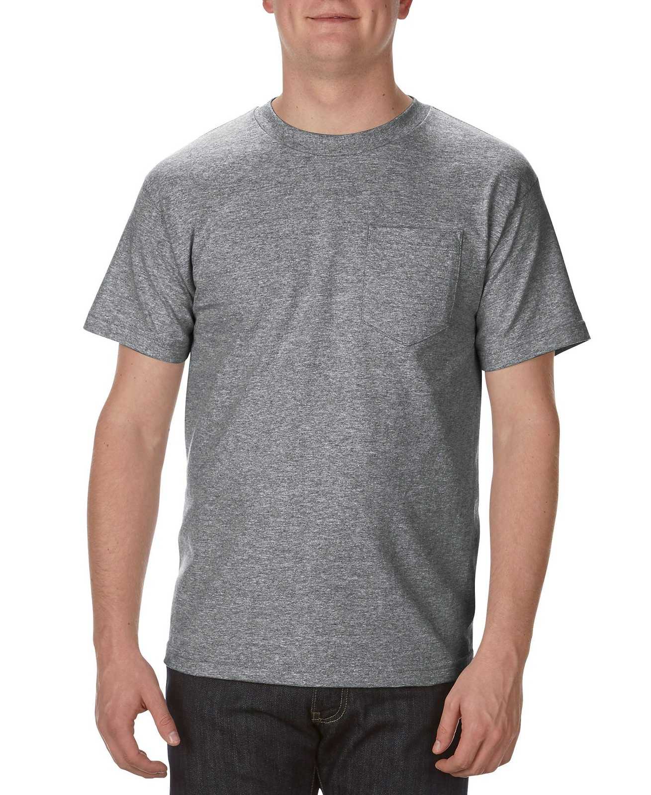 Alstyle 1905 Heavyweight Adult Pocket Tee - Graphite Heather - HIT a Double