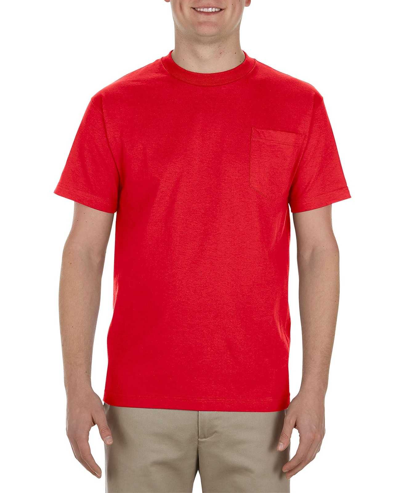 Alstyle 1905 Heavyweight Adult Pocket Tee - Red - HIT a Double