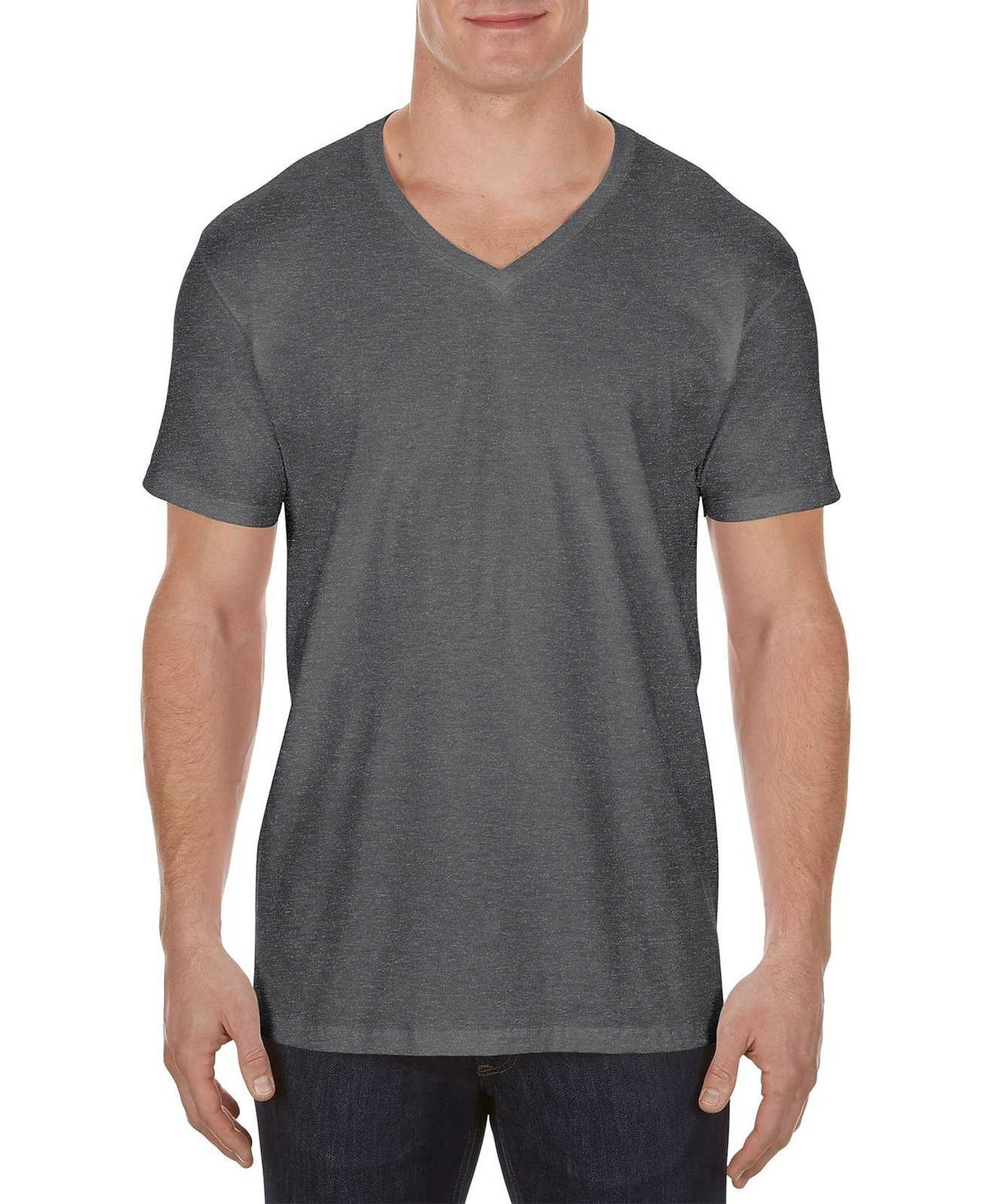 Alstyle 5300 Ultimate Adult V-Neck Tee - Charcoal Heather - HIT a Double