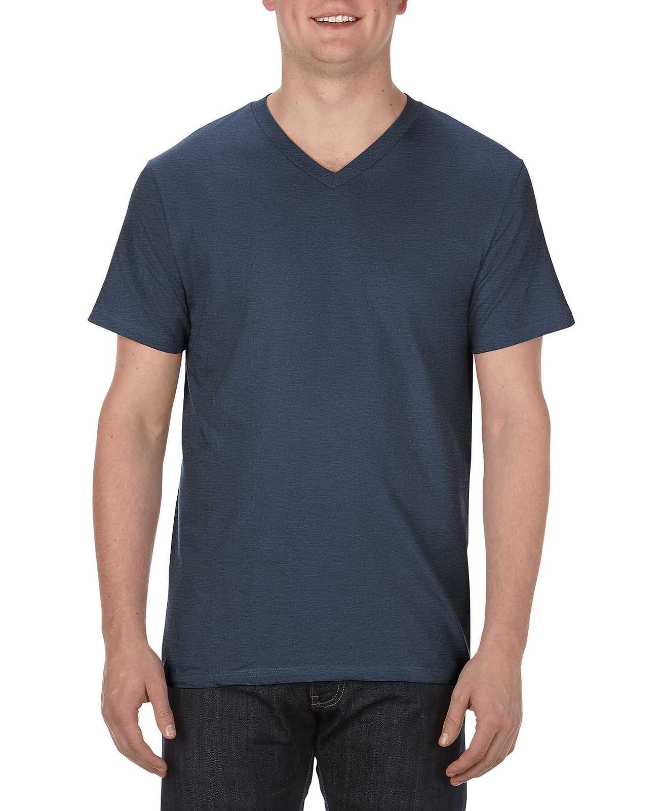 Alstyle 5300 Ultimate Adult V-Neck Tee - Navy Heather - HIT a Double