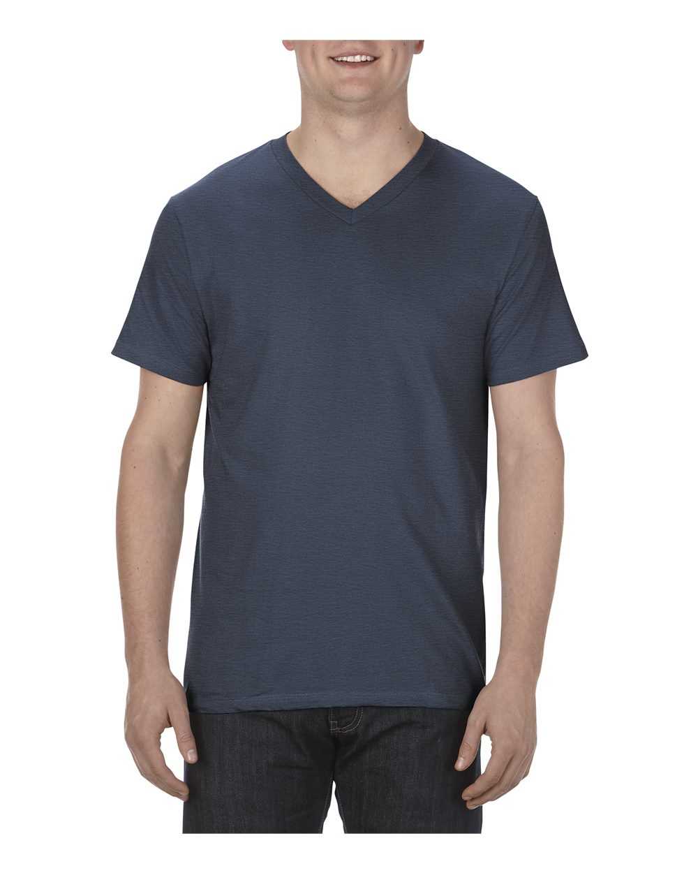 Alstyle 5300 Ultimate Adult V-Neck Tee - Navy Heather - HIT a Double
