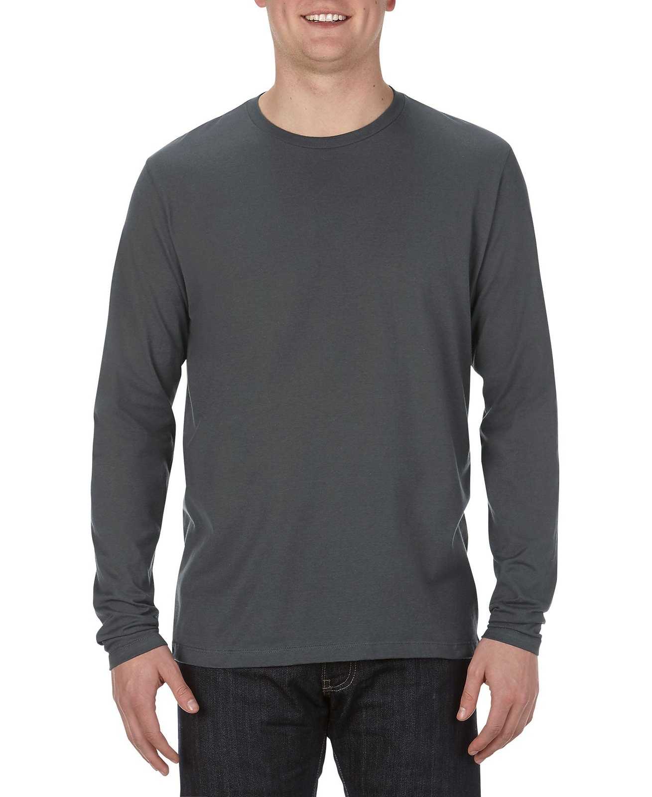 Alstyle 5304 Ultimate Adult Long Sleeve Tee - Charcoal - HIT a Double