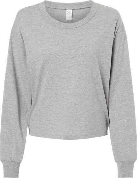 Alternative Apparel 1176CV Women's Cotton Jersey CVC Long Sleeve Crop Tee - Heather Gray - HIT a Double - 1