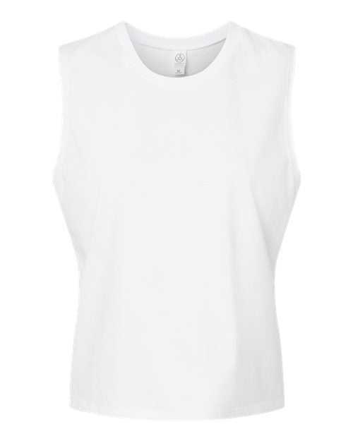 Alternative 1174 Women's Cotton Jersey Go-To Crop Muscle Tank - White - HIT a Double