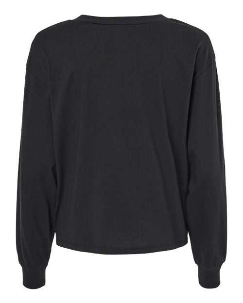 Alternative 1176 Women&#39;s Cotton Jersey Long Sleeve Crop Tee - Black - HIT a Double