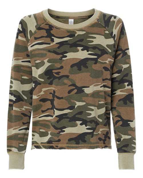 Alternative 8626 Womens Lazy Day Mineral Wash French Terry Sweatshirt - Camo New - HIT a Double