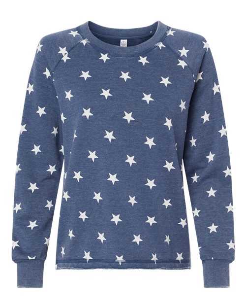 Alternative 8626 Womens Lazy Day Mineral Wash French Terry Sweatshirt - Navy Stars New - HIT a Double