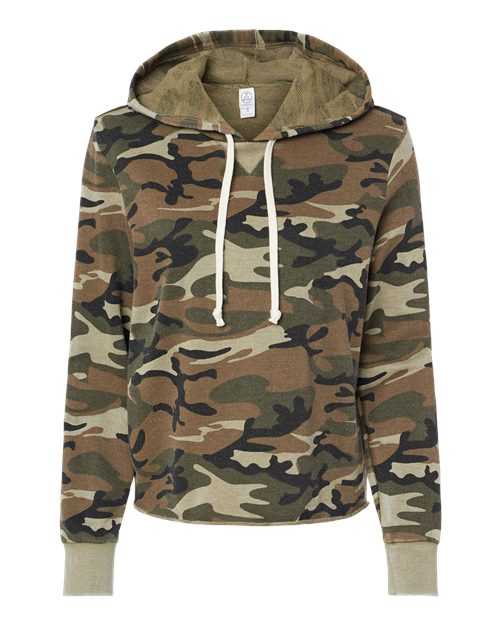 Alternative 8628 Womens Day Off Mineral Wash French Terry Hooded Sweatshirt - Camo New - HIT a Double