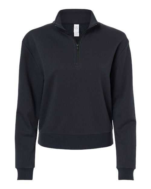 Alternative 8808PF Women&#39;s Eco-Cozy Fleece Mock Neck Quarter-Zip Sweatshirt - Black - HIT a Double