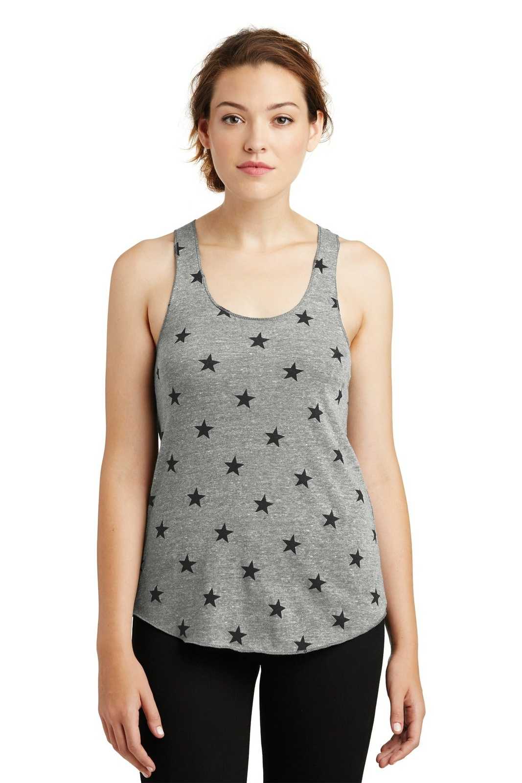 Alternative AA1927 Discontinued Women&#39;s Meegs Eco-Jersey Racer Tank - Eco Gray Stars - HIT a Double - 1
