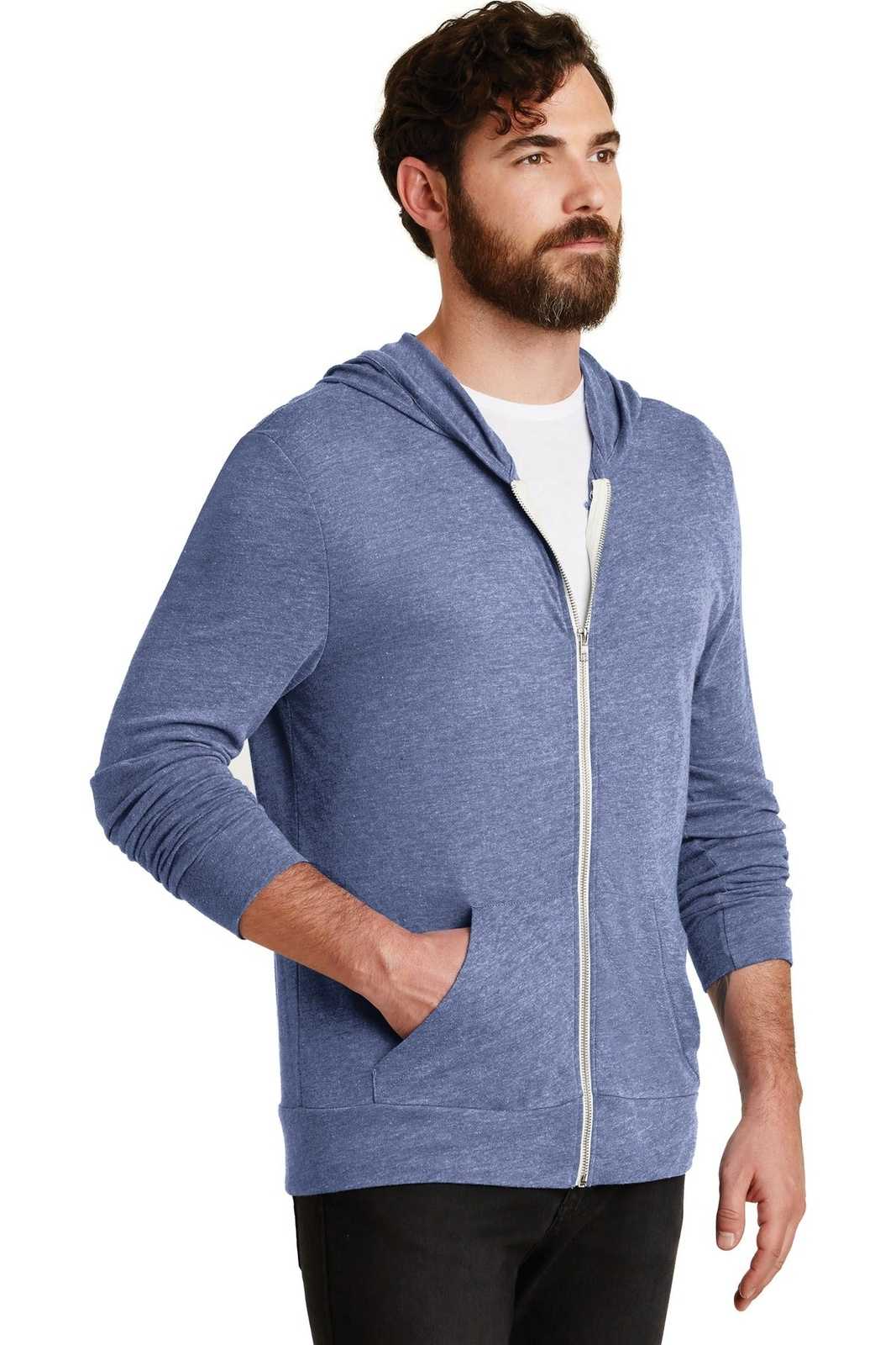 Alternative AA1970 Eco-Jersey Zip Hoodie - Eco Pacific Blue - HIT a Double - 4