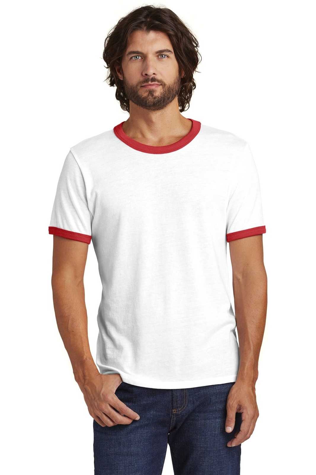 Alternative AA5103 The Keeper Vintage 50/50 Ringer Tee - White Red - HIT a Double - 1