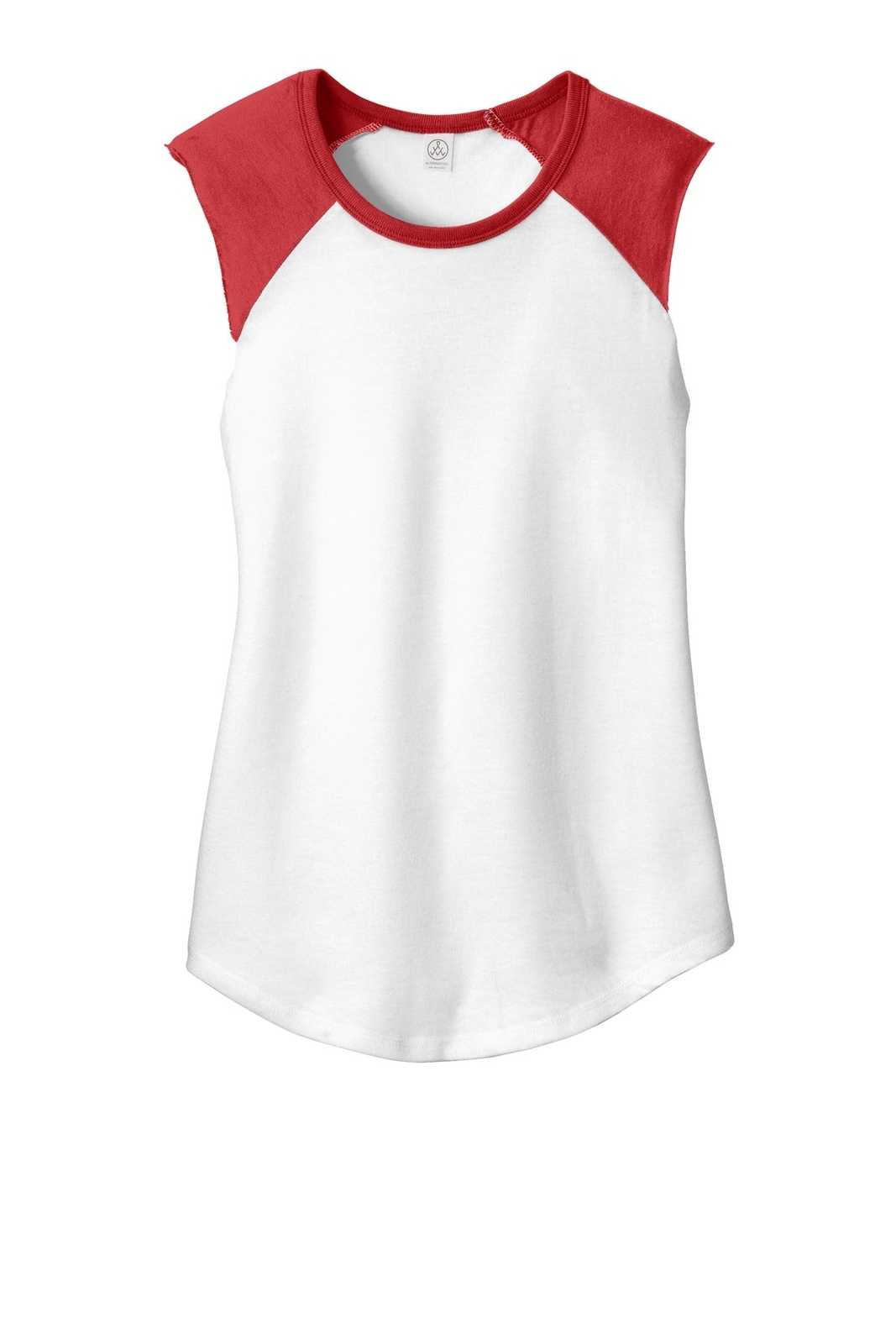 Alternative AA5104 Women's Team Player Vintage 50/50 Tee - White Red - HIT a Double - 1