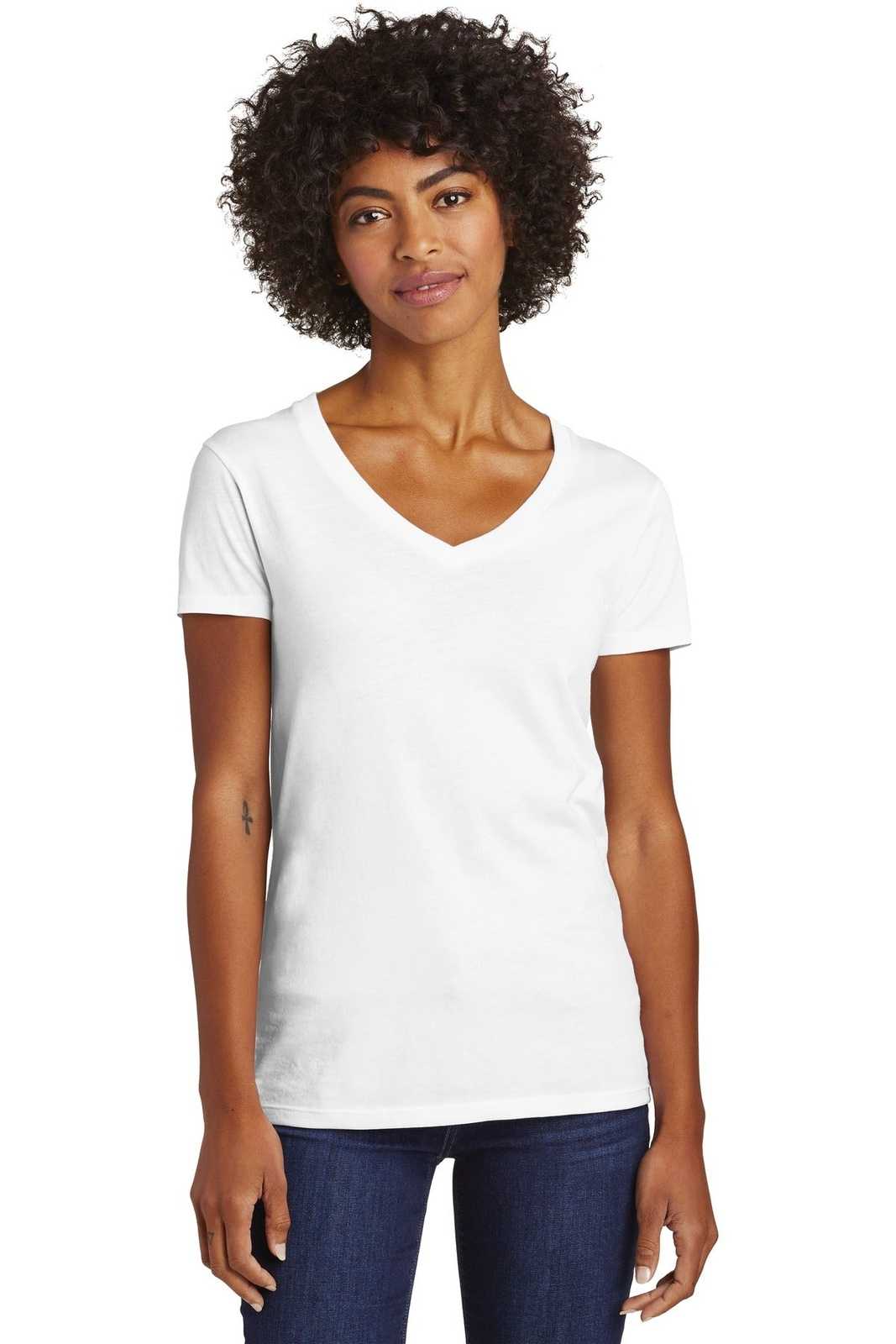 Alternative AA6046 Women&#39;s Runaway Blended Jersey V-Neck Tee - White - HIT a Double - 1