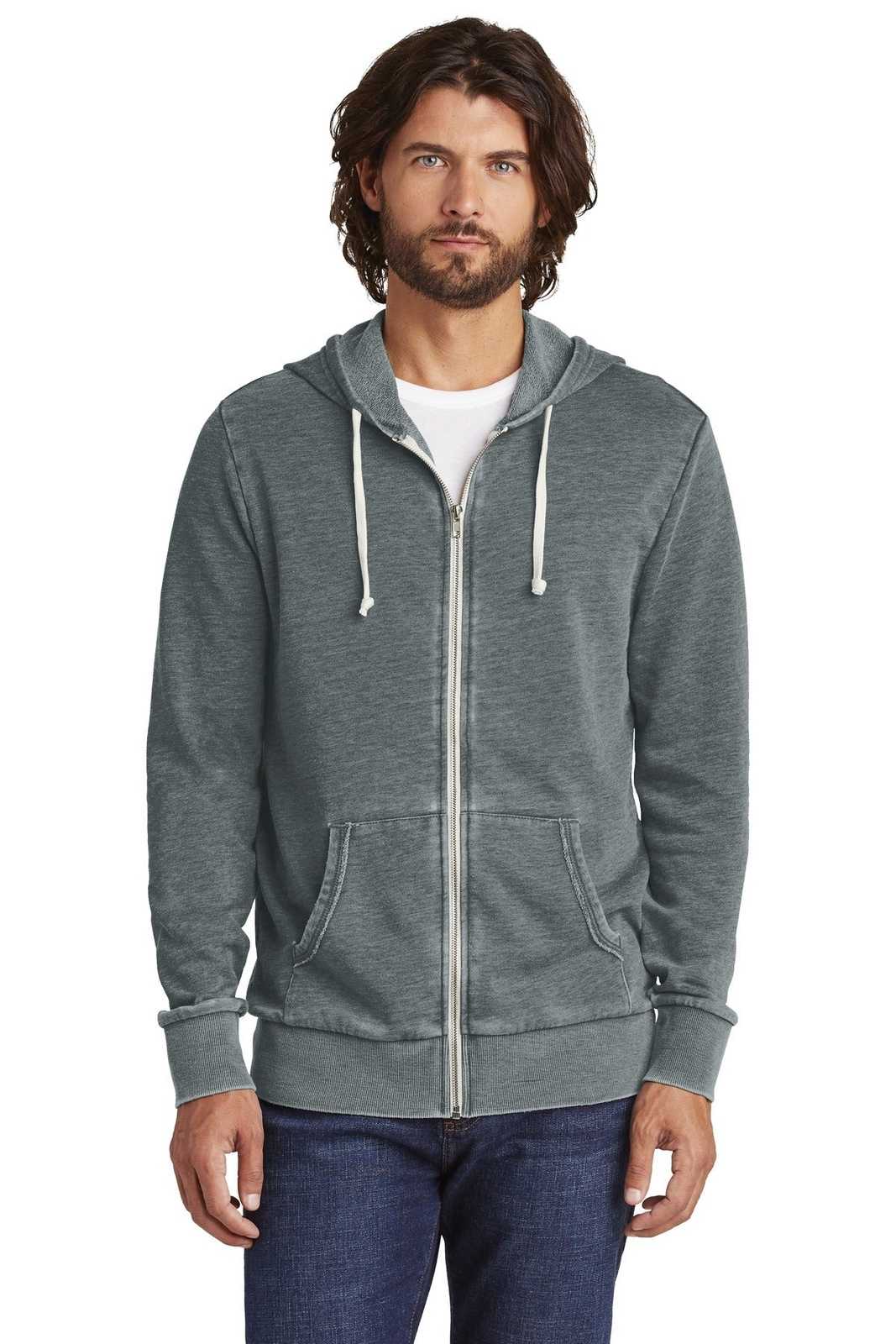 Alternative AA8636 Burnout Laid-Back Zip Hoodie - Washed Black - HIT a Double - 1