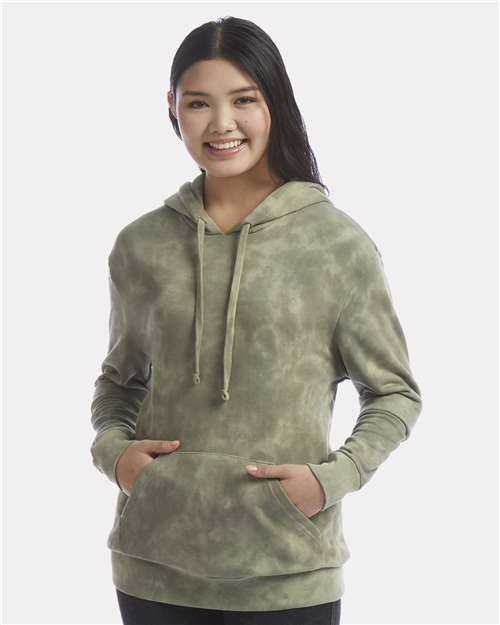 Alternative Apparel 9595ZT Challenger Lightweight Eco-Washed French Terry Hooded Pullover - Olive Tonal Tie Dye - HIT a Double - 1