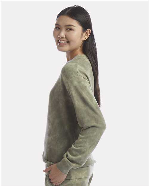 Alternative Apparel 9903ZT Women&#39;s Eco-Washed Terry Throwback Pullover - Olive Tonal Tie Dye - HIT a Double - 2