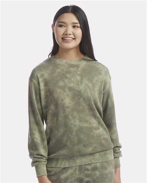 Alternative Apparel 9903ZT Women&#39;s Eco-Washed Terry Throwback Pullover - Olive Tonal Tie Dye - HIT a Double - 1