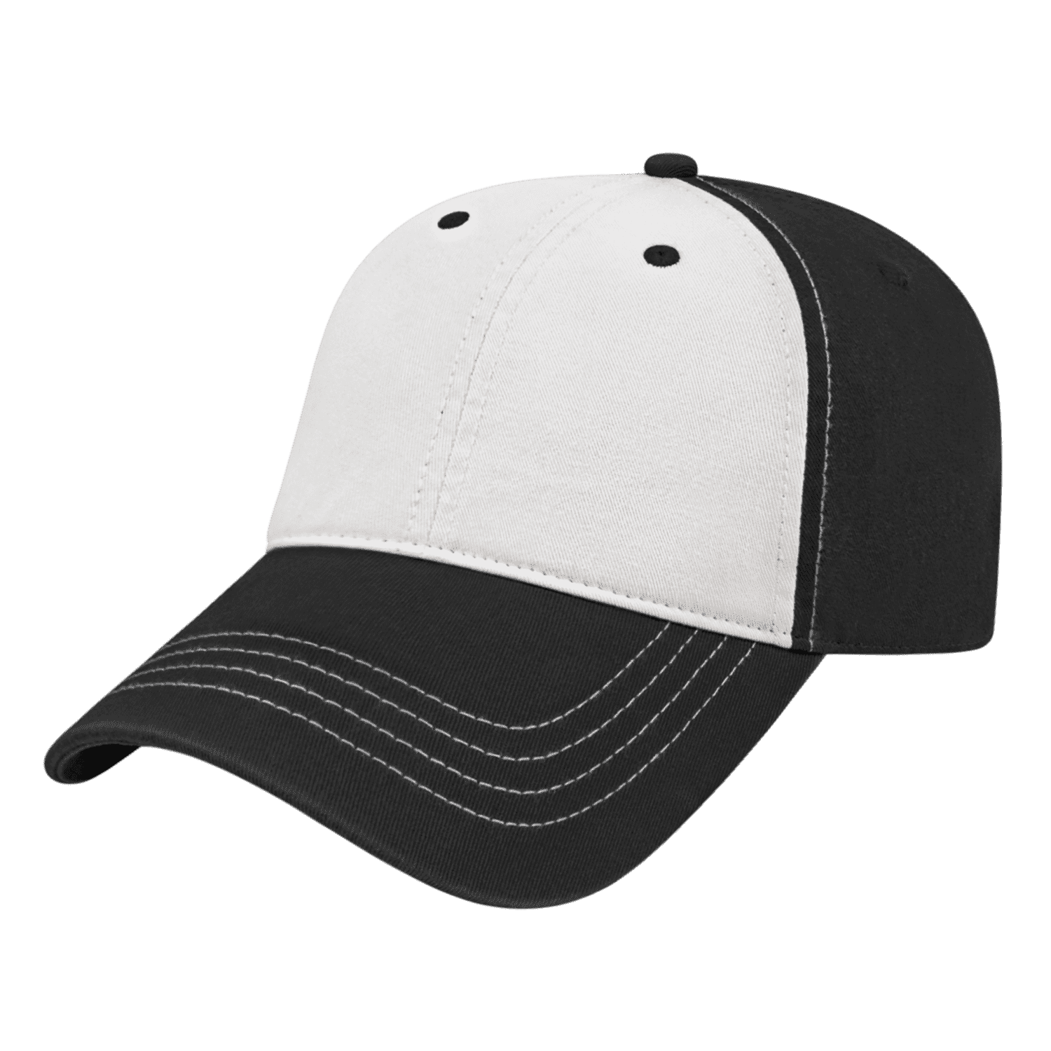 Cap America I1002-Relaxed Golf Cap - White Black - HIT a Double - 1