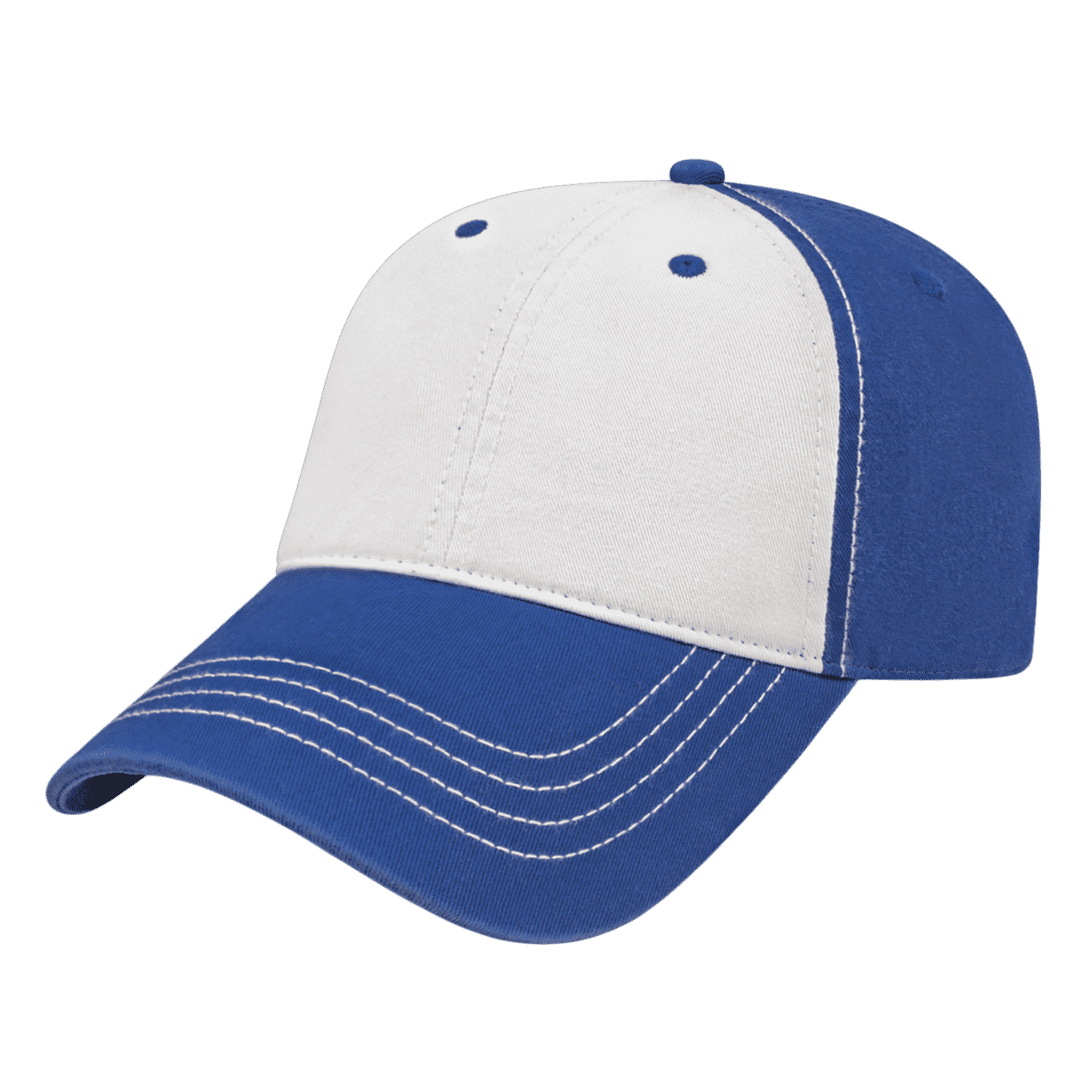 Cap America I1002-Relaxed Golf Cap - White Royal - HIT a Double - 1