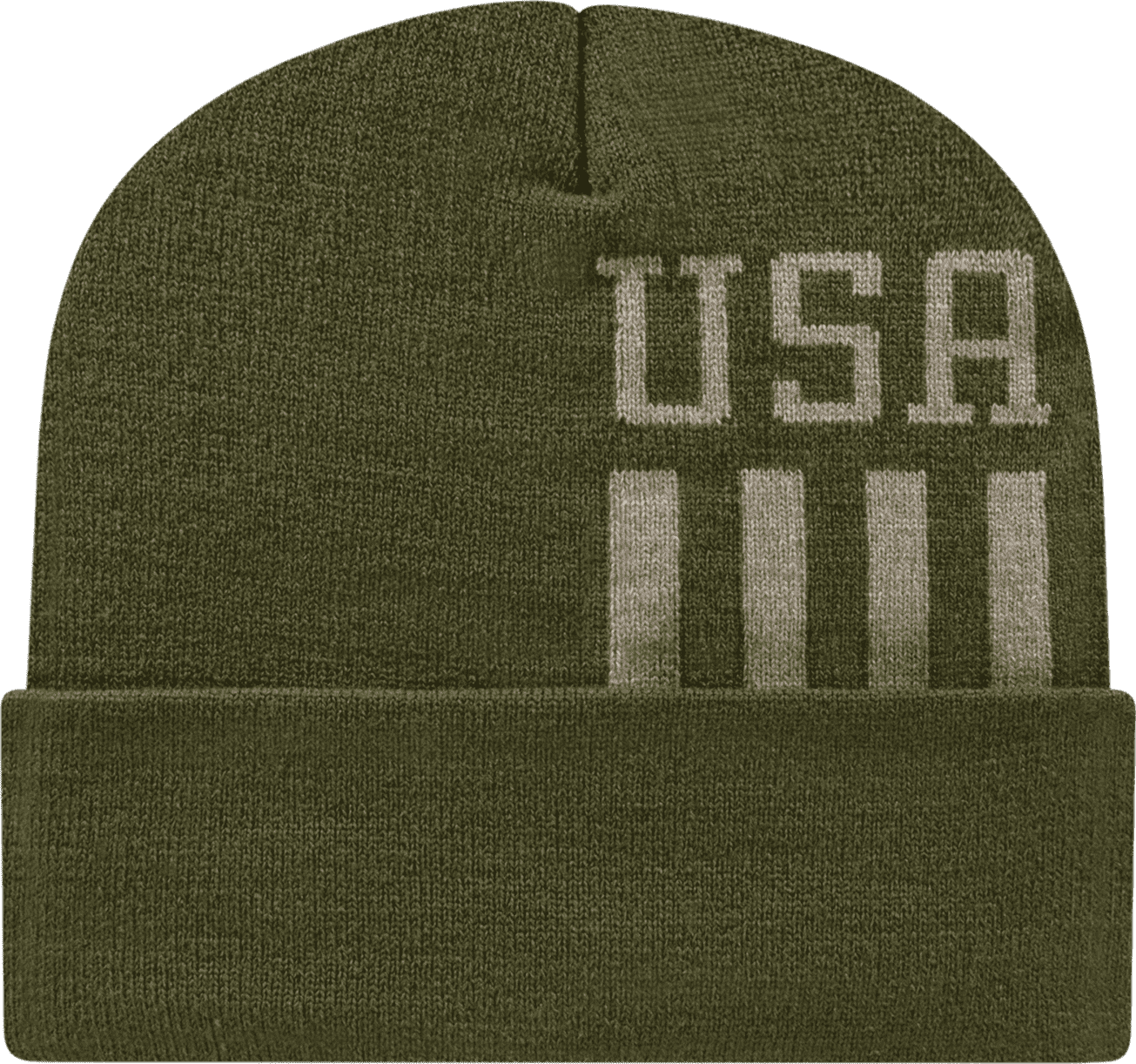 Cap America Rkusa12 Usa Made Patriotic Knit with Cuff Beanie - Olive Khaki - one Size Fits Most