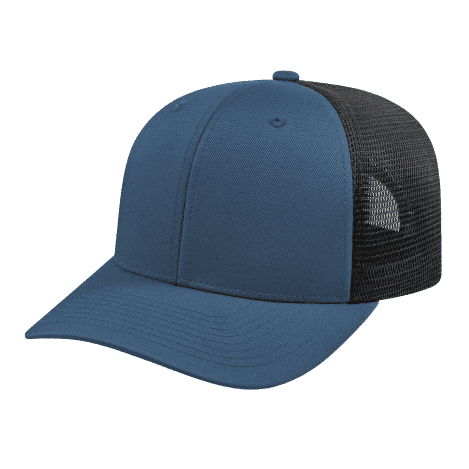 Cap America i8502 Flexfit 110 Trucker Mesh Back Cap - Indigo Blue Blac | Flex Caps