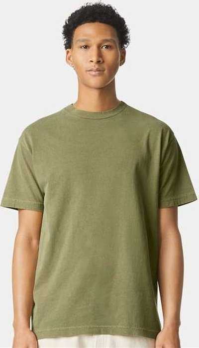 American Apparel 1301GD Garment Dyed Unisex Heavyweight Cotton Tee - Faded Army - HIT a Double - 1